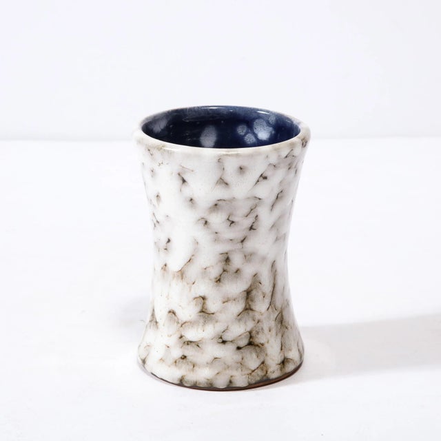Mid-Century Modernist White and Earth Toned Ceramic Vase For Sale - Image 12 of 13