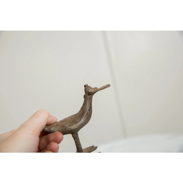 African Vintage African Bronze Flat Billed Bird For Sale - Image 3 of 6