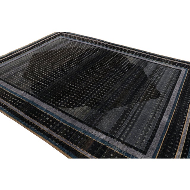 Rug & Kilim Rug & Kilim’s Persian Rug With Black, Blue and Purple Geometric Patterns For Sale - Image 4 of 7