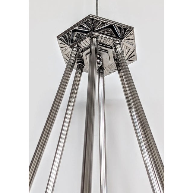 French Art Deco Chandelier signed by J.Robert (Two Pairs Matching Sconces) For Sale - Image 11 of 11