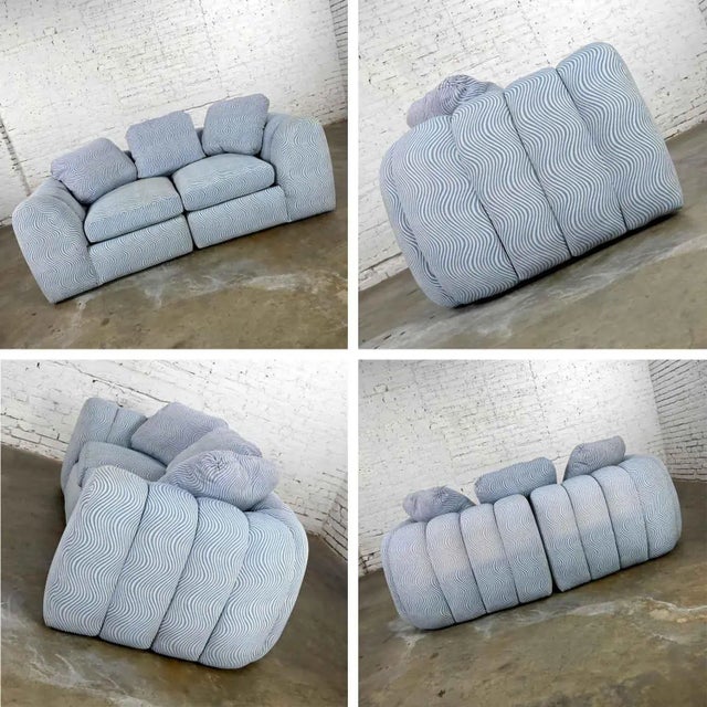 Modern to Postmodern Channeled Sectional Loveseat or Lounge Chairs Style of Jay Spectre For Sale - Image 10 of 12