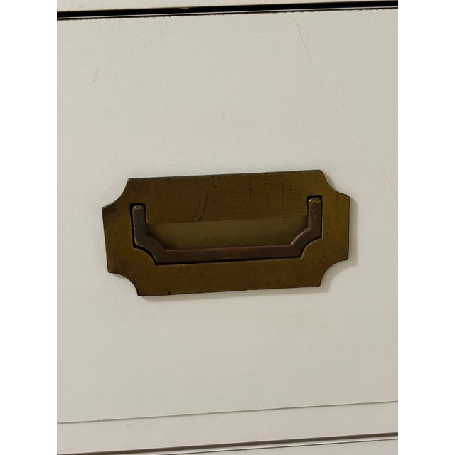 Mid-Century Modern 1960s White Campaign-Style Tallboy or Lingerie Chest For Sale - Image 3 of 3