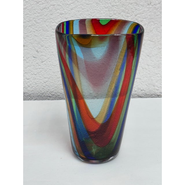 2010s Adriano Dalla Valentina (1945-2019) Murano Glass Striped Vase For Sale - Image 5 of 12