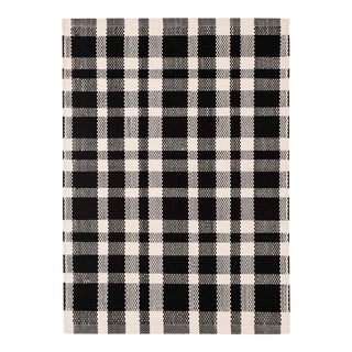 Dash & Albert by Annie Selke Tattersall Black Indoor/Outdoor Rug, 9' 6" x 13' 6" For Sale