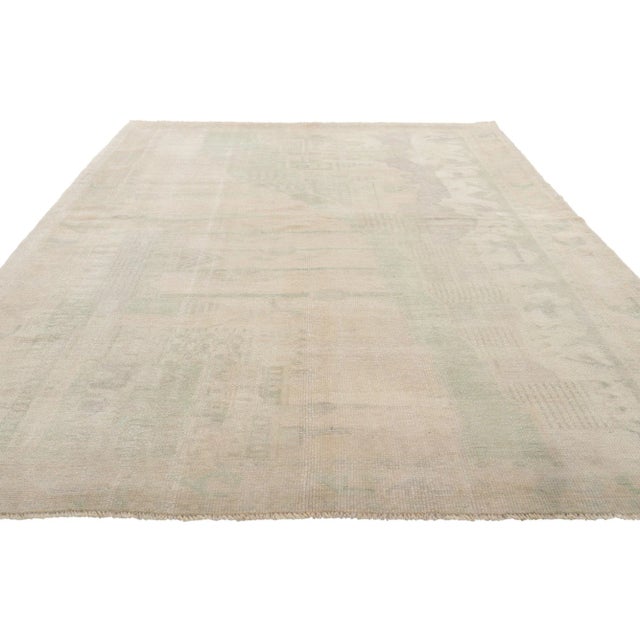 Modern Mid 20th Century Vintage Turkish Oushak Rug - 05'05 X 08'02 For Sale - Image 3 of 10