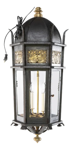 19th/20th Century Wrought Iron and Bronze Four Light Hanging Lantern