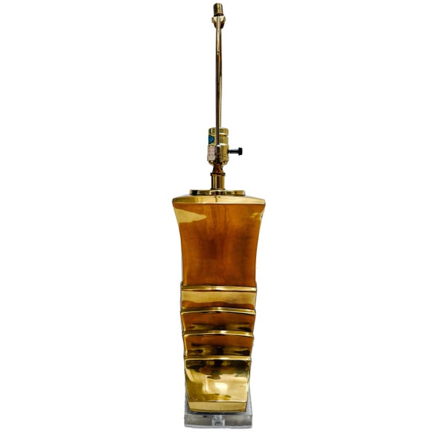 Mid-Century Brass Shell Table Lamps With Black Shades - Set of 2 For Sale - Image 10 of 12
