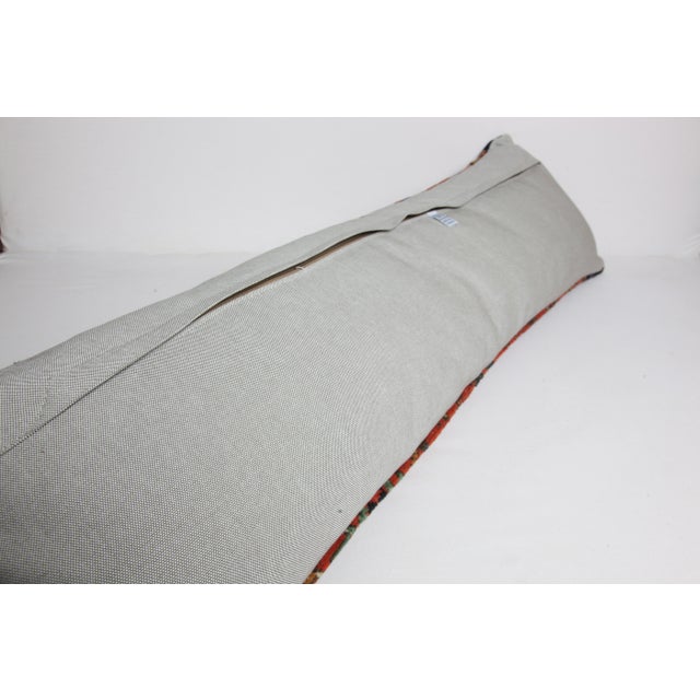 Persian Tribal Rug Pillow Cover – Handmade Ethnic Wool on Cotton Cushion Cover -14'' X 47'' For Sale - Image 10 of 10