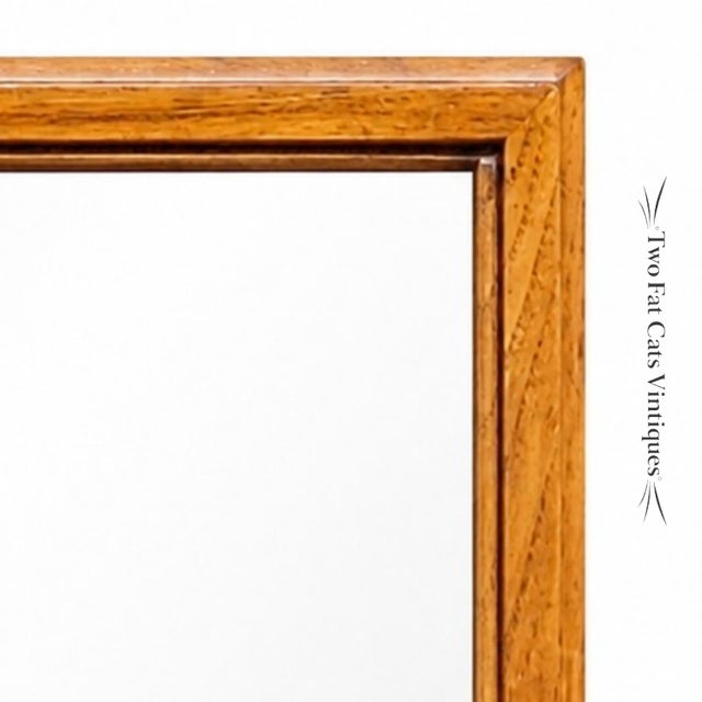 Drexel "Consensus" Collection | Solid Pecan Wood Wall Mirror | Large 45.5 X 25.5 | Mid Century Modern | Vintage For Sale - Image 6 of 10