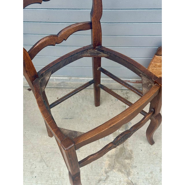 Pair of French Provincial Louis XV Style Oak Side Chairs, Circa 1920. For Sale - Image 11 of 11