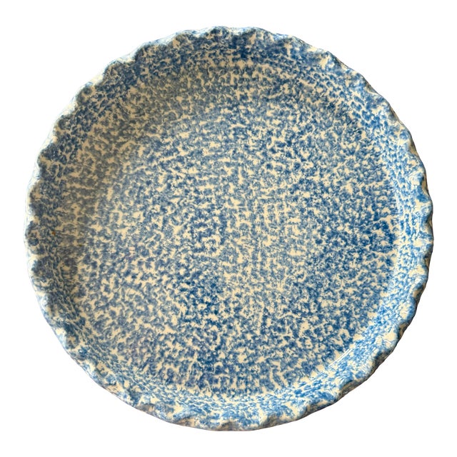 Sponge Ware Blue Pie Plate For Sale