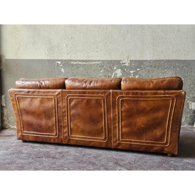 Brown Leather Sofa from Roche Bobois, 1980s For Sale - Image 3 of 11