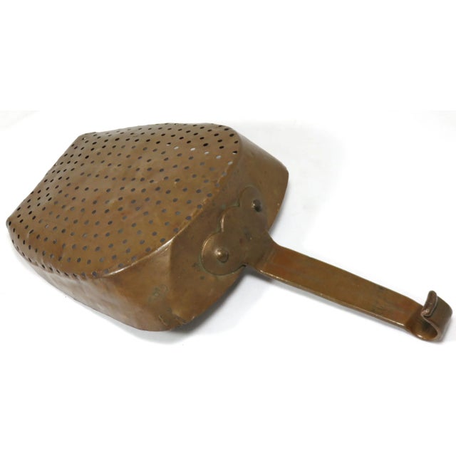 Antique Dated 1802 Completely Hand Made - Hand Wrought Copper Cheese Makers Curds Colander - Skimmer For Sale In Boston - Image 6 of 13