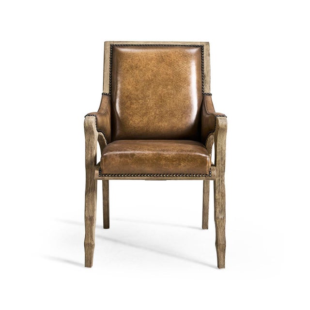 Rustic Rustic Western Leather Armchair For Sale - Image 3 of 9