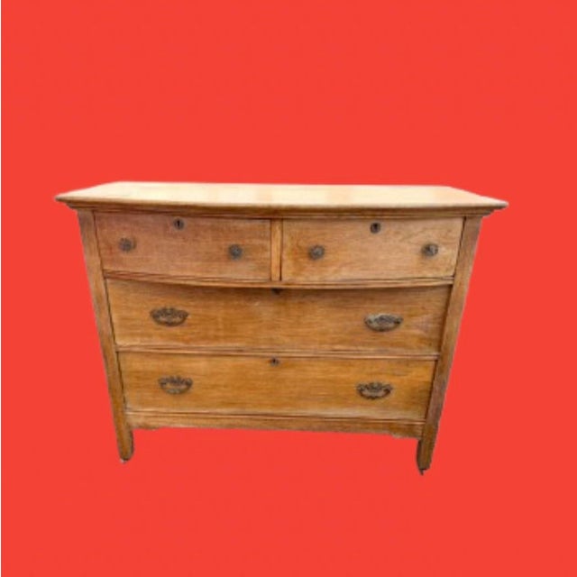 Tan 1920s American Antique Oak Dresser on Caster’s For Sale - Image 8 of 10