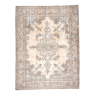 1960s Vintage Persian Handmade Wool Cotton Brown Area Rug For Sale