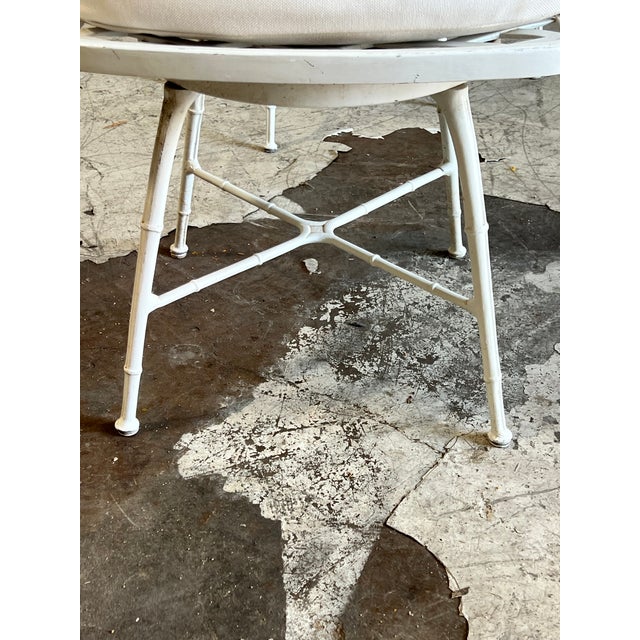 Vintage Faux Bamboo Metal Swiveling Patio Chairs - Set of 4 For Sale - Image 4 of 7