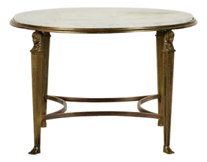Late 19th Century Empire-Style Marble-Top Round Side Table