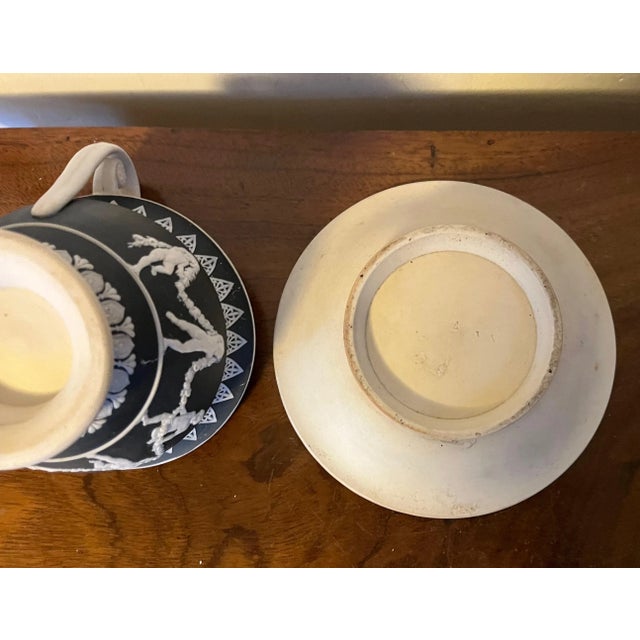 Large Antique Early 19th Century Black Jasperware Cabinet Cup & Saucer For Sale - Image 10 of 13