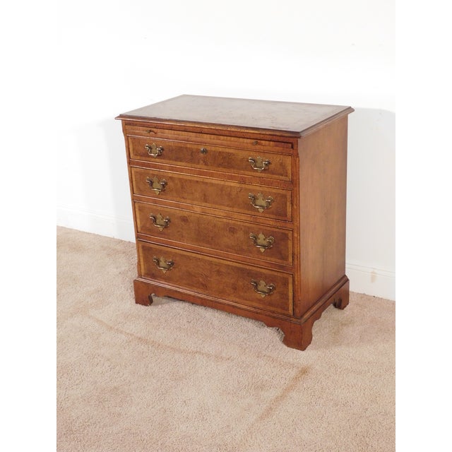 Baker Furniture Burled Walnut W Inlay 4 Drawer Chest W Pullout Drink Slide For Sale - Image 12 of 14