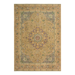 Retro Vintage 1990's Tan/Gray Wool Rug - 8'11'' X 12'9'' For Sale