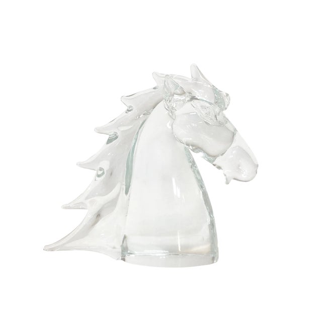 Mid Century Hand Blown Noble Glass Equine Bust For Sale