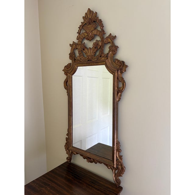 Rococo Antique Italian Rococo Giltwood Mirror With Exceptional Carved Crest, 19th Century For Sale - Image 3 of 15