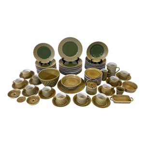 1980s Large Danish "Relief" Dinner Service Designed by Jens Quistgaard for Bing & Grondahl- Set of 91