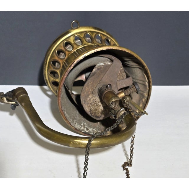 Antique Gilt Bronze Welsbach Gas Light/ Lamp Fixture/ Sconce& Oc White Bracket For Sale - Image 10 of 12