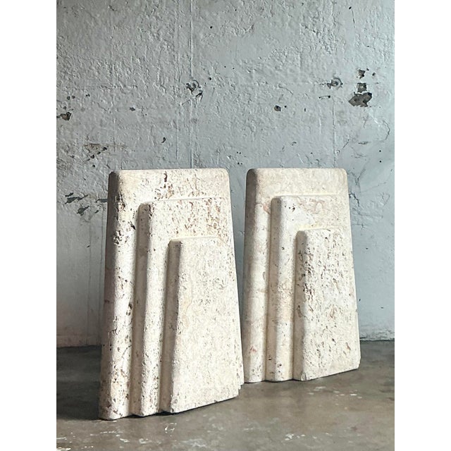 Vintage Coastal Coquina Stone Dining Table Pedestals - Set of 2 For Sale - Image 4 of 8