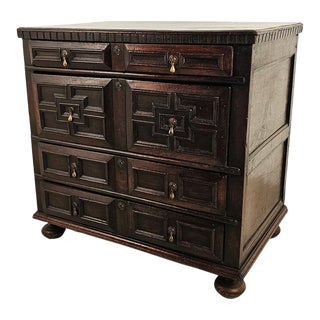 English 17th Century Jacobean / Charles II Period Oak Paneled Chest of Drawers For Sale