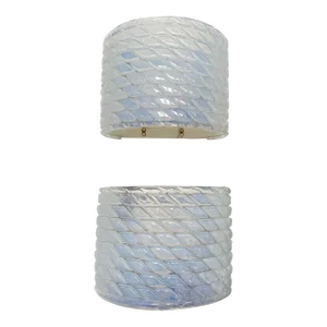 Contemporary Pair of Brass and Blue Opal Murano Glass Sconces, Italy