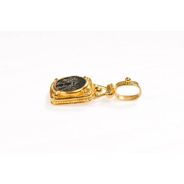 4th Century Greek Bronze Coin W 22 Karat Gold Setting For Sale - Image 12 of 12