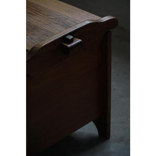 Mid 20th Century Modern Danish Oak Chest with Decorative Relief Carving, 1940s For Sale - Image 6 of 18