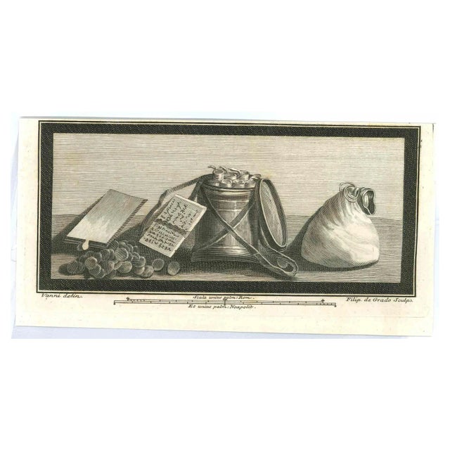Niccolò Vanni, Ancient Roman Relief Statues, Original Etching, 18th Century For Sale