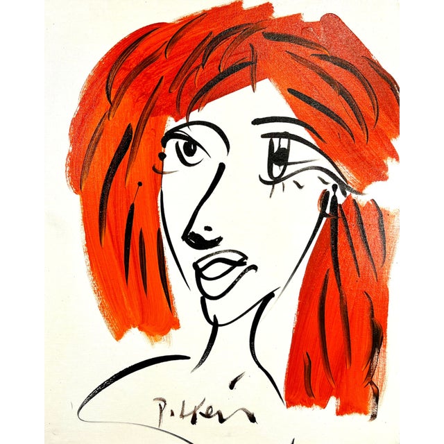 Berlin Lady at Night Peter Keil Abstract Oil Painting Chairish