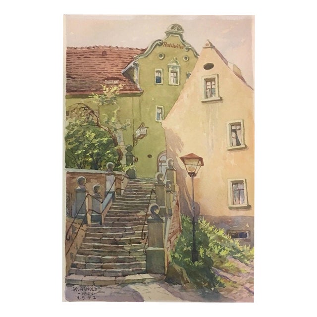 Arnold Karl, Ratskeller Charming, 1942, Watercolor and Gouache For Sale