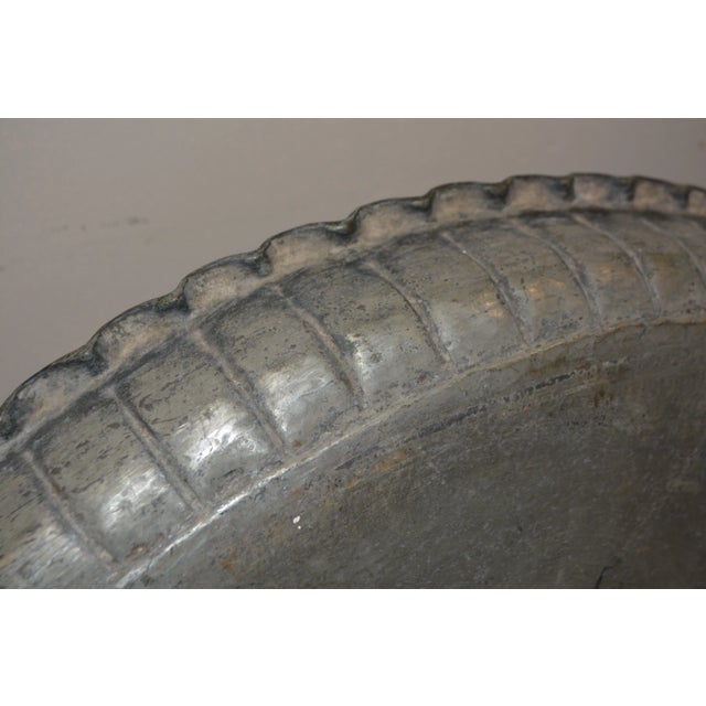 Vintage Middle Eastern Large Ornate Metal / Copper Fluted Edge Chai Tea Tray / Wall Decor For Sale - Image 12 of 14