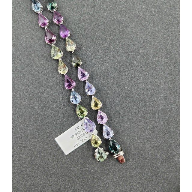 Platinum 62.20 Ct Natural No Heat Sapphire Necklace For Sale - Image 8 of 10
