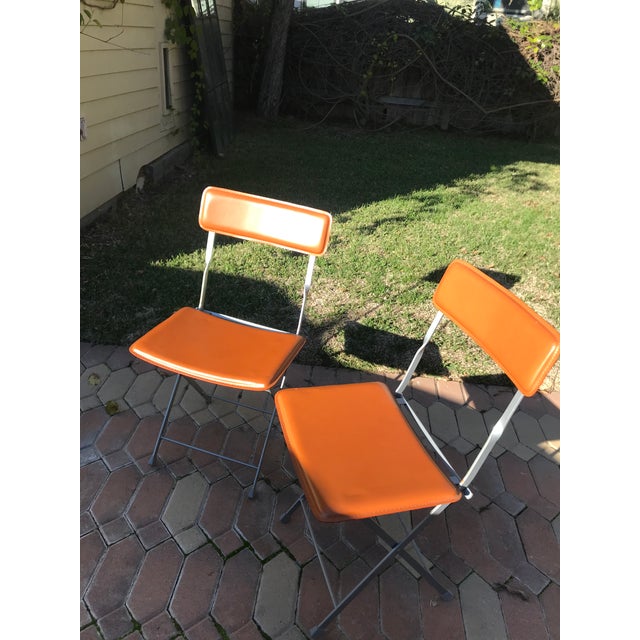 Design Within Reach Lina Leather Folding Chairs a Pair Chairish