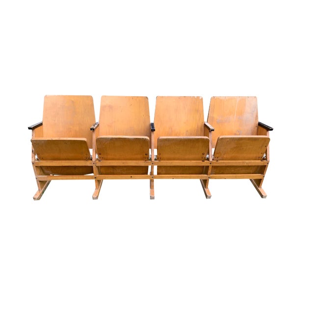 Mid-Century Hungarian Four-Seater Cinema Bench, 1950s For Sale