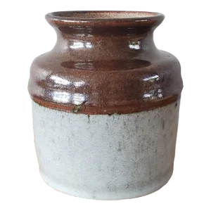 Mid 20th Century Vintage Salt Glazed Two-Toned Pottery Vase