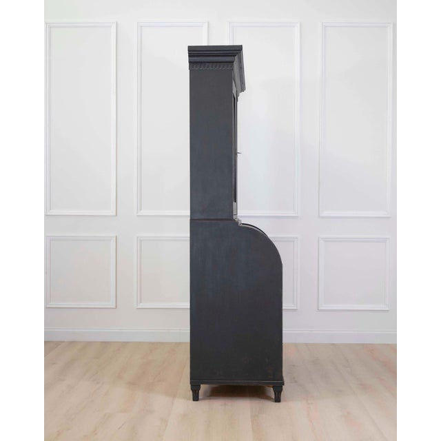 Mid 20th Century Swedish Gustavian Style Roll Top Secretary Cabinet For Sale - Image 9 of 11