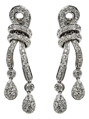 Late 20th Century Pair of 18k Italian Diamond Drop Earrings
