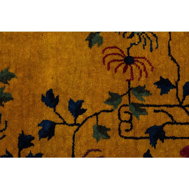 Lavender Antique Art Deco Chinese Nichols Style Rug – Imperial Yellow & Lavender For Sale - Image 8 of 11