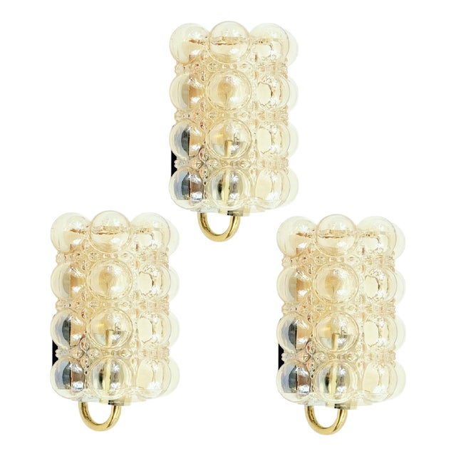 Mid-Century Amber Bubble Glass Wall Light by Helena Tynell for Limburg, Germany, 1960s For Sale