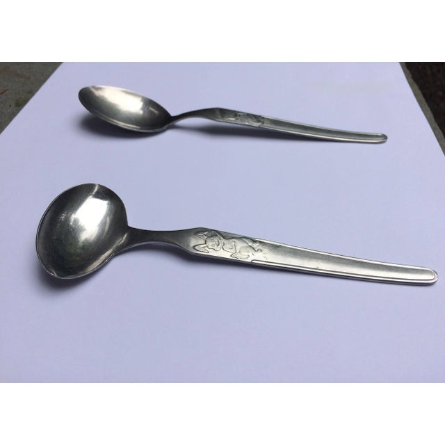 Mid-Century Modern Stainless Steel Baby / Infant Feeding Spoons - Set of Two For Sale - Image 13 of 13