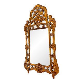 Vintage Hand Craved Italian Gilt Wood Mirror For Sale