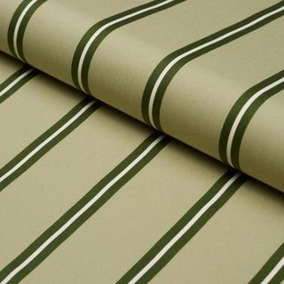 Schumacher Briony Stripe Fabric In Leaf For Sale