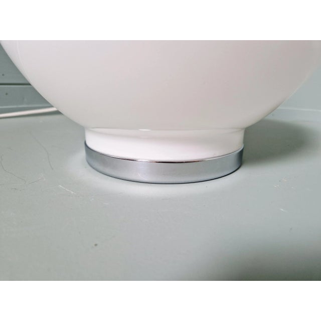 Mid-Century Modern Space Age White Opaline and Chrome Metal Table Lamp, 1970s For Sale - Image 3 of 16
